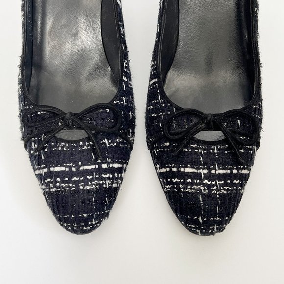 Stuart Weitzman Tweed Leather Mary Jane Pump High Heel Feminine Preppy Academia - Picture 2 of 8